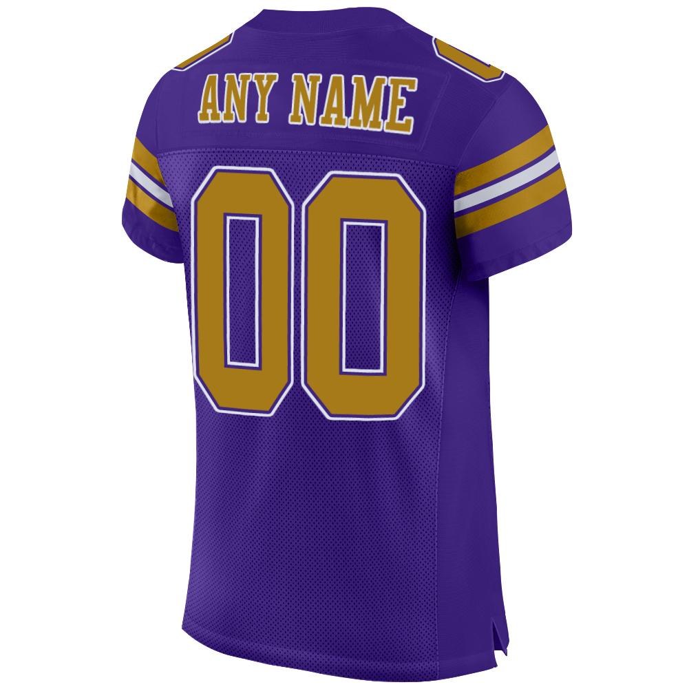 Custom Purple Old Gold-White Mesh Authentic Football Jersey photo 3