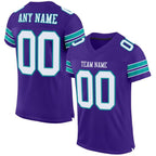 Custom Purple White-Aqua Mesh Authentic Football Jersey