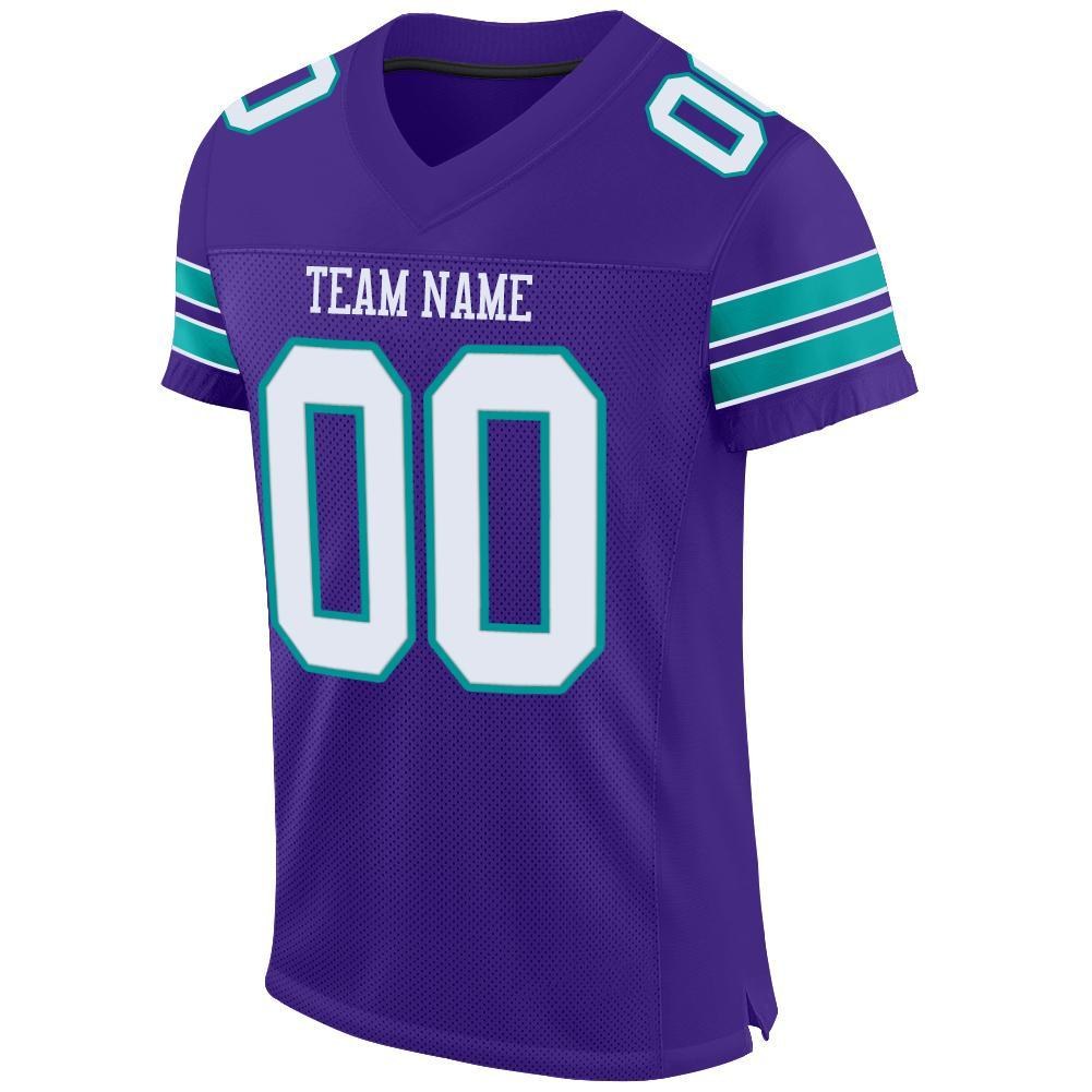 Custom Purple White-Aqua Mesh Authentic Football Jersey photo 2