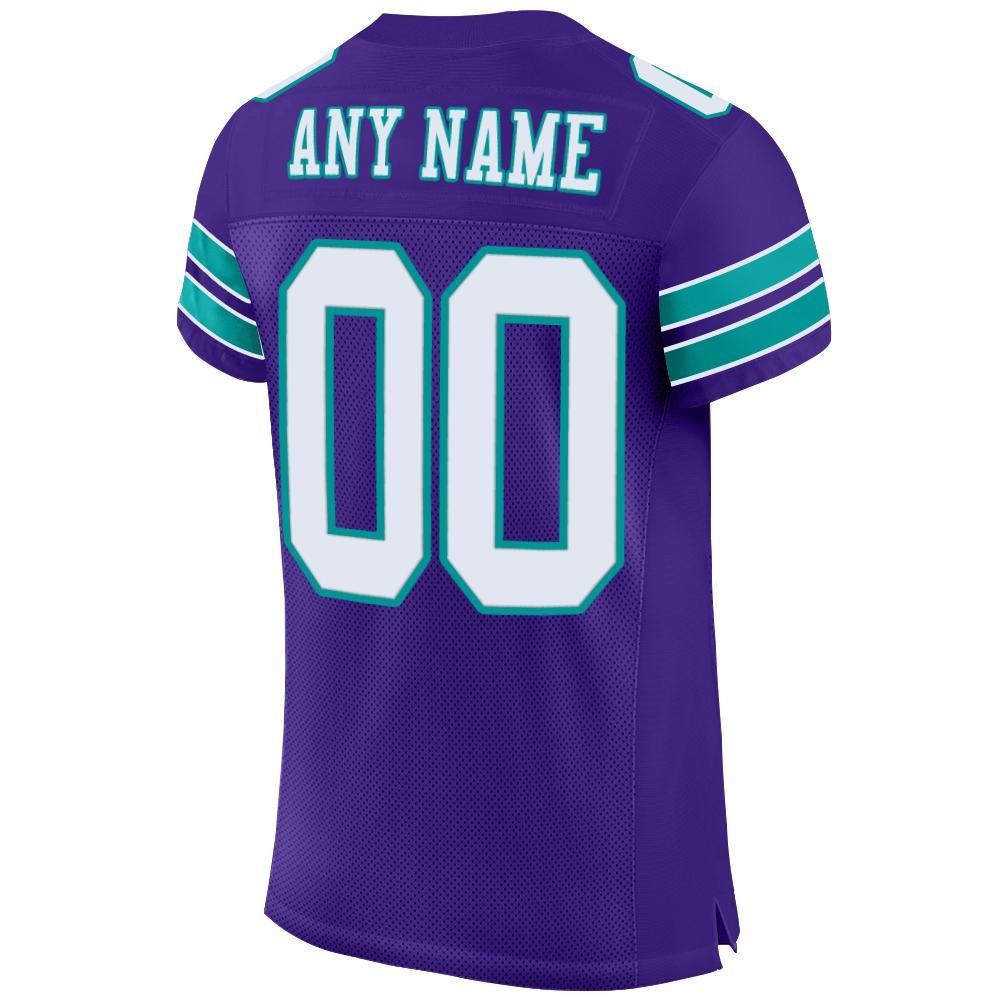 Custom Purple White-Aqua Mesh Authentic Football Jersey photo 3