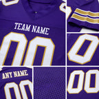 Custom Purple White-Old Gold Mesh Authentic Football Jersey detail