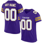 Custom Purple White-Old Gold Mesh Authentic Football Jersey photo 1