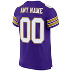 Custom Purple White-Old Gold Mesh Authentic Football Jersey photo 3