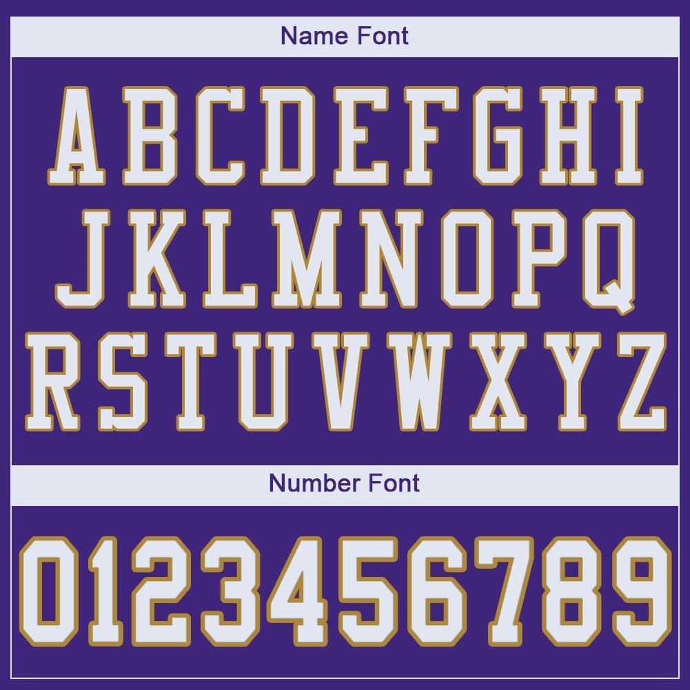 Custom Purple White-Old Gold Mesh Authentic Football Jersey photo 4