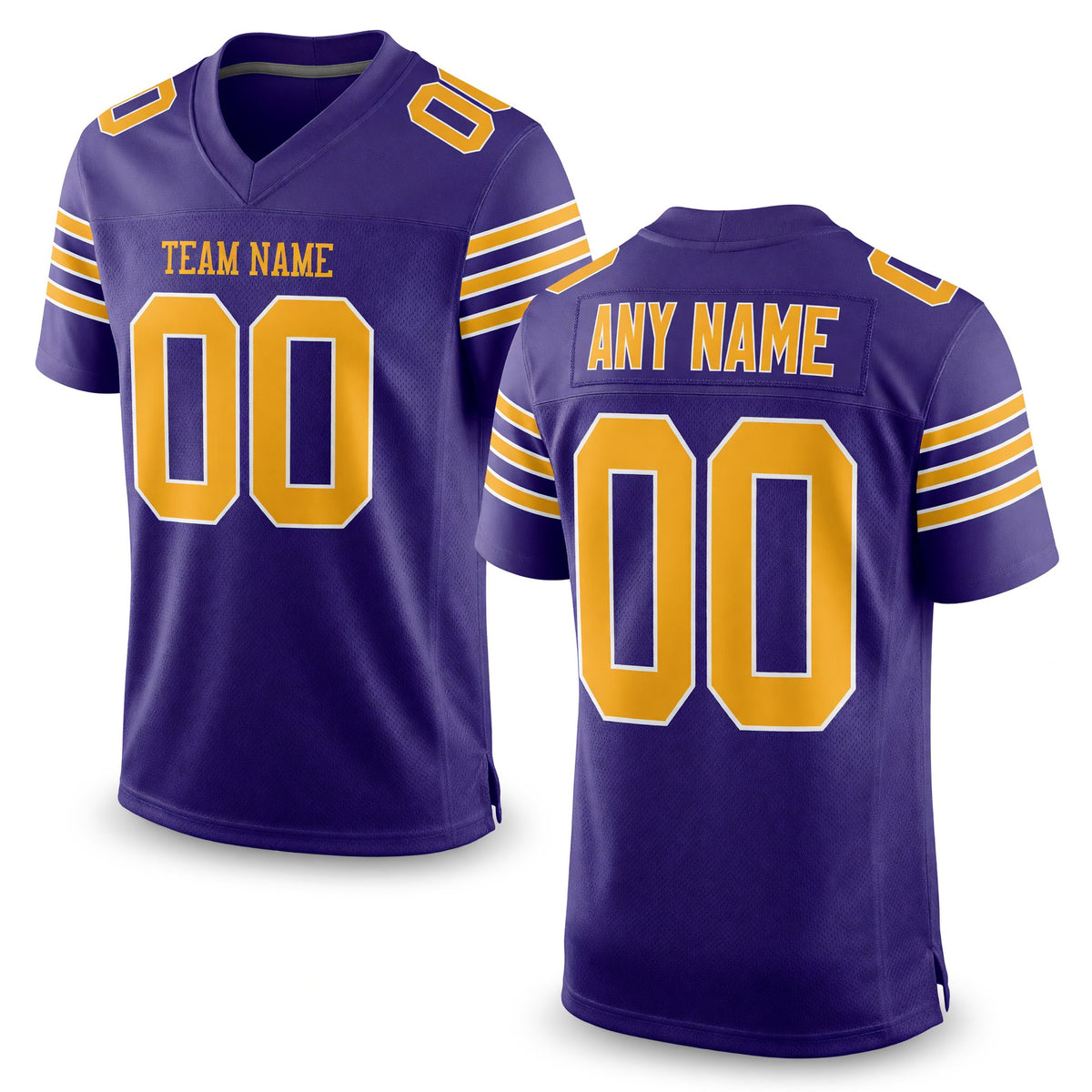 Custom Purple Gold-White Mesh Authentic Football Jersey