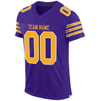 Custom Purple Gold-White Mesh Authentic Football Jersey photo 2
