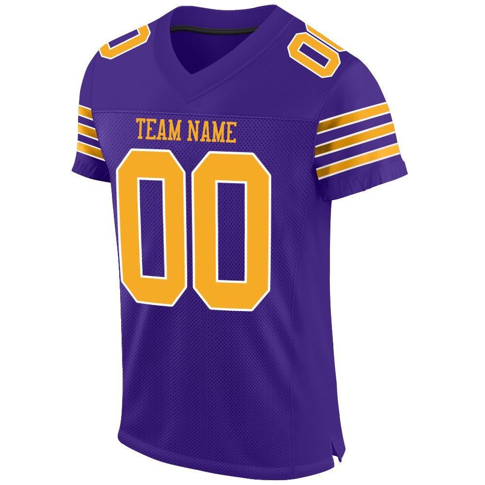 Custom Purple Gold-White Mesh Authentic Football Jersey photo 2
