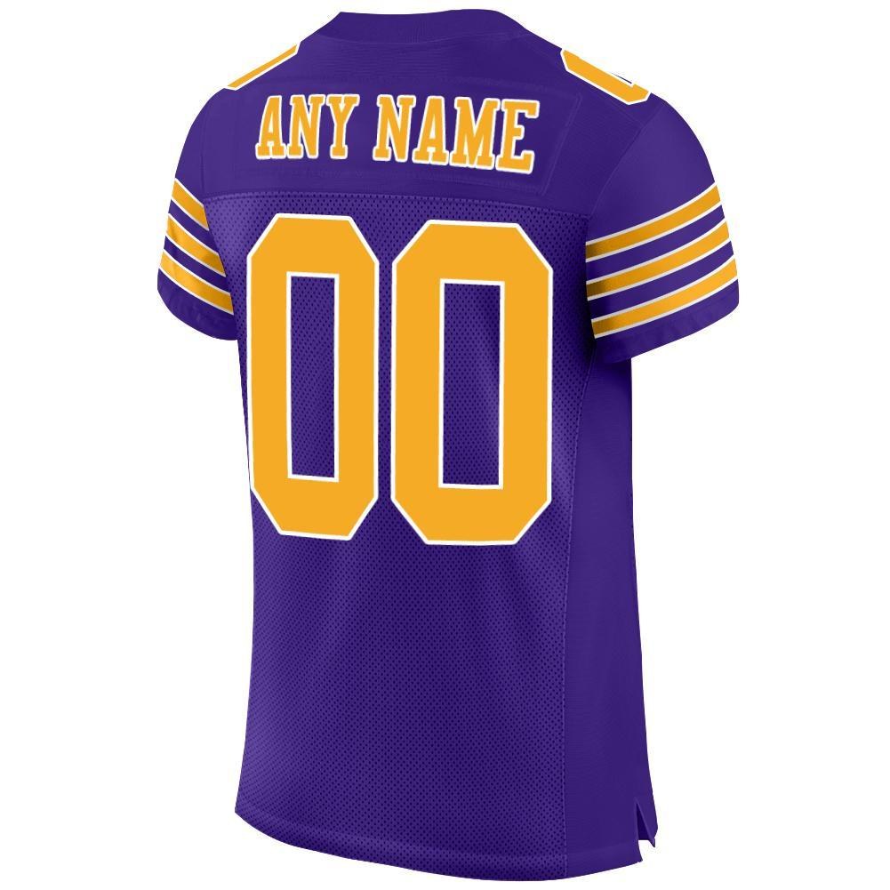 Custom Purple Gold-White Mesh Authentic Football Jersey photo 3
