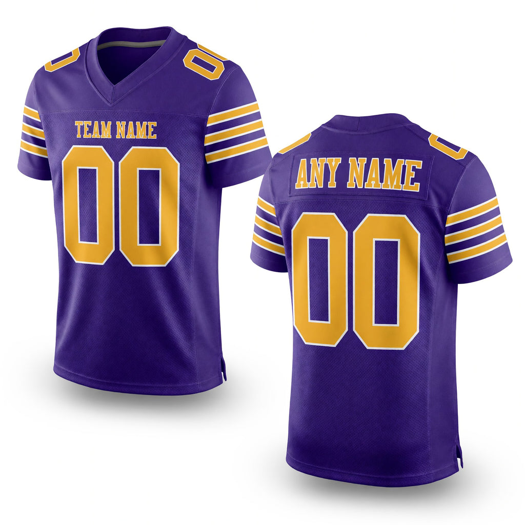Custom Purple Old Gold-White Mesh Authentic Football Jersey
