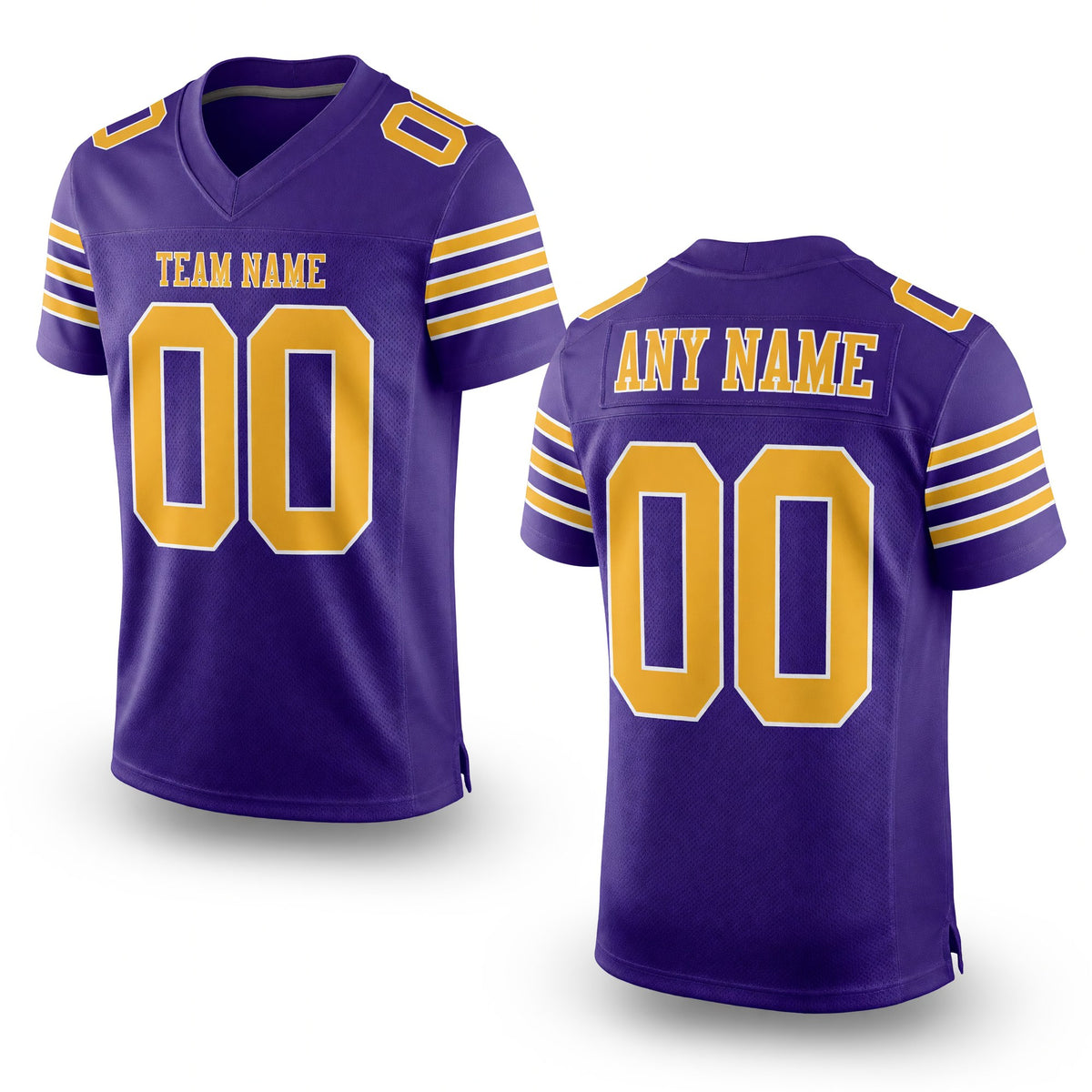 Custom Purple Old Gold-White Mesh Authentic Football Jersey