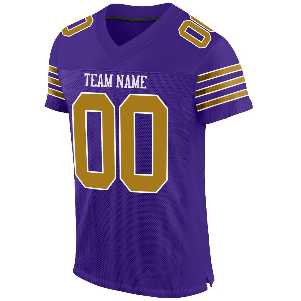 Custom Purple Old Gold-White Mesh Authentic Football Jersey photo 2