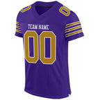 Custom Purple Old Gold-White Mesh Authentic Football Jersey photo 2