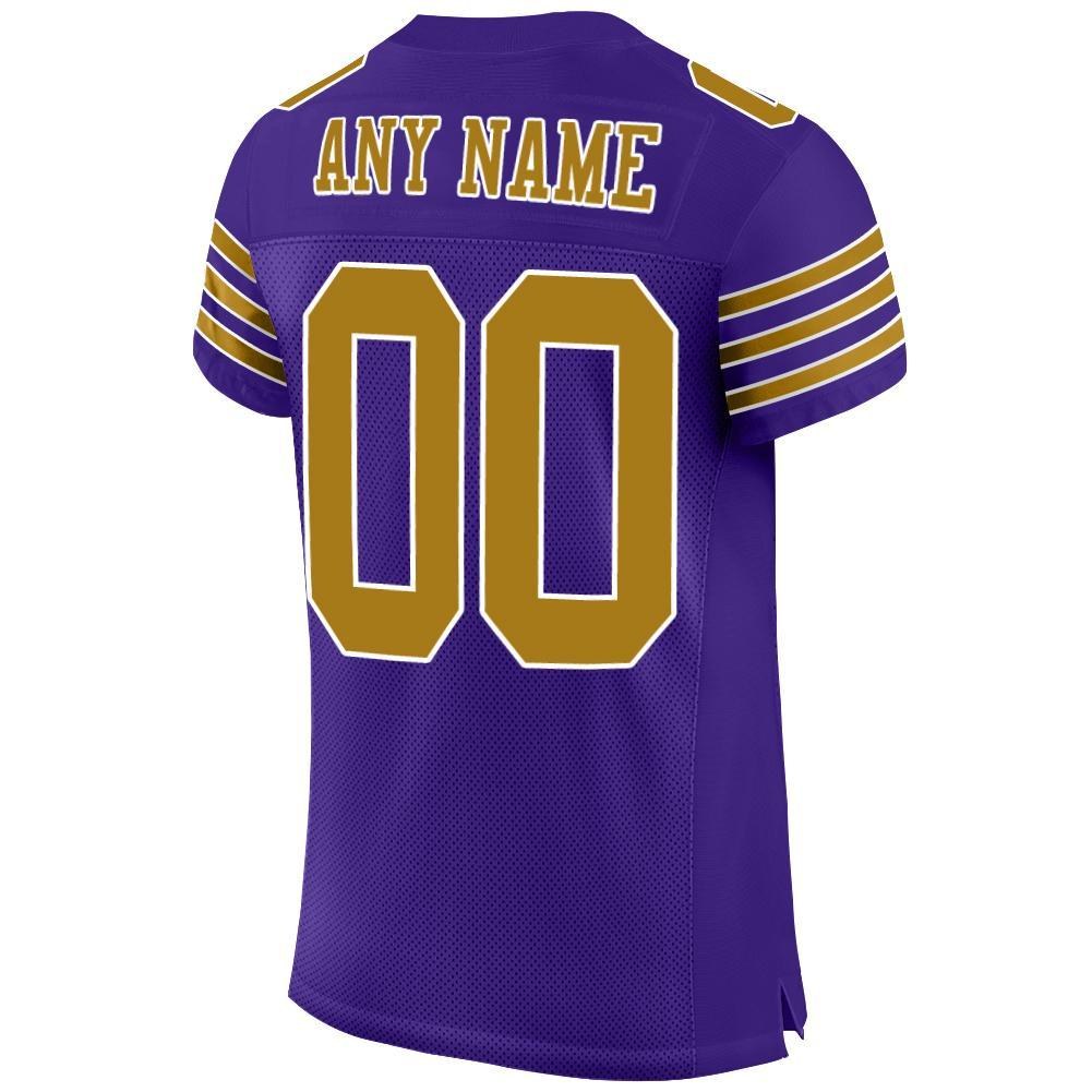 Custom Purple Old Gold-White Mesh Authentic Football Jersey photo 3