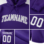 Custom Stitched Purple White-Gray Sports Pullover Sweatshirt Hoodie detail