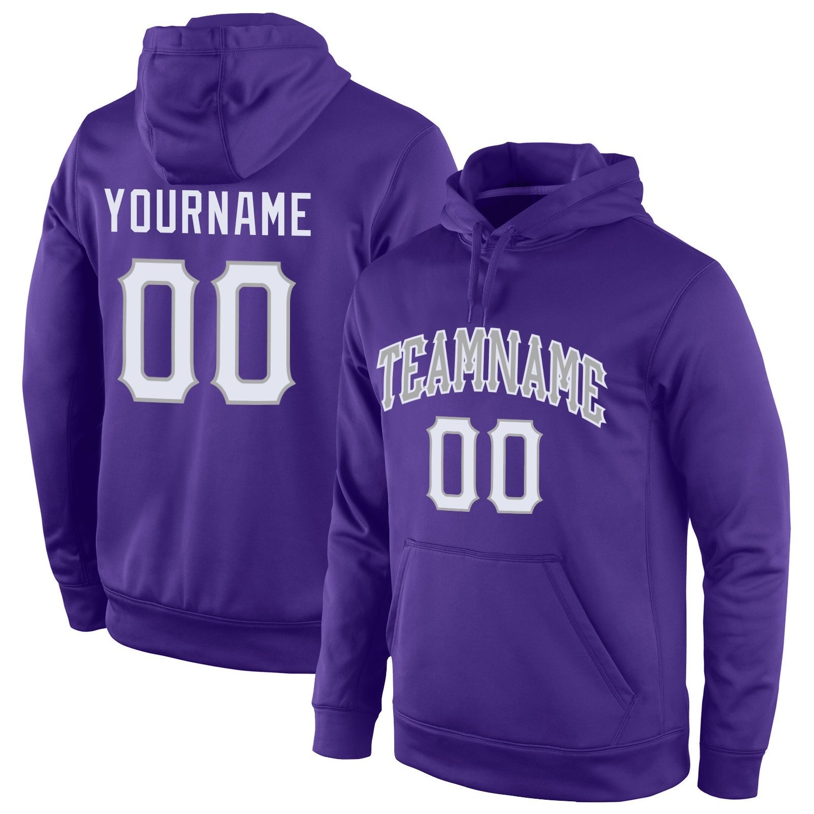 Custom Stitched Purple White-Gray Sports Pullover Sweatshirt Hoodie photo 1