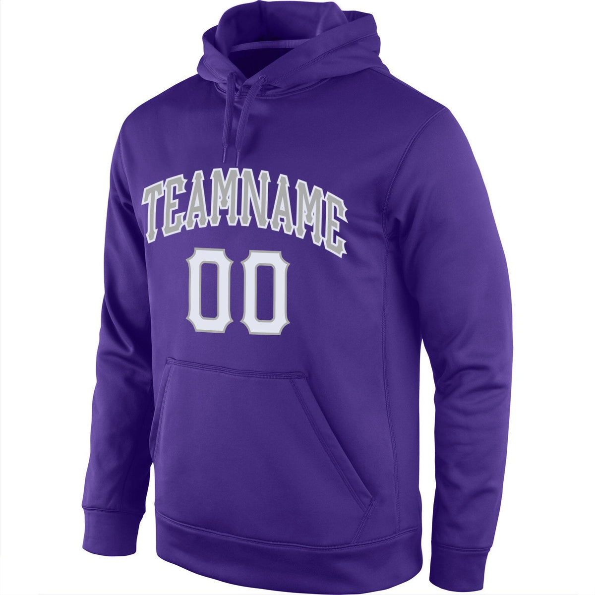 Custom Stitched Purple White-Gray Sports Pullover Sweatshirt Hoodie photo 2