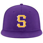 Custom Purple Gold-White Stitched Adjustable Snapback Hat photo 2