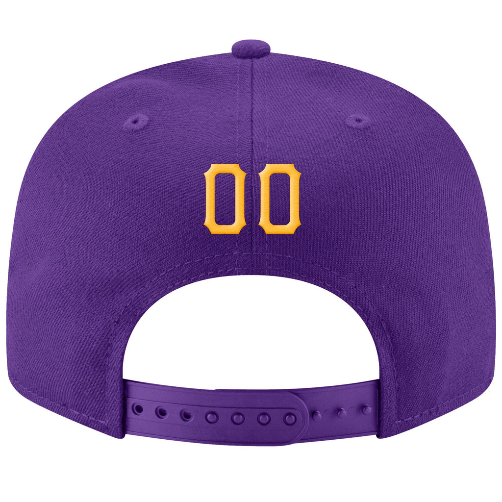 Custom Purple Gold-White Stitched Adjustable Snapback Hat photo 3
