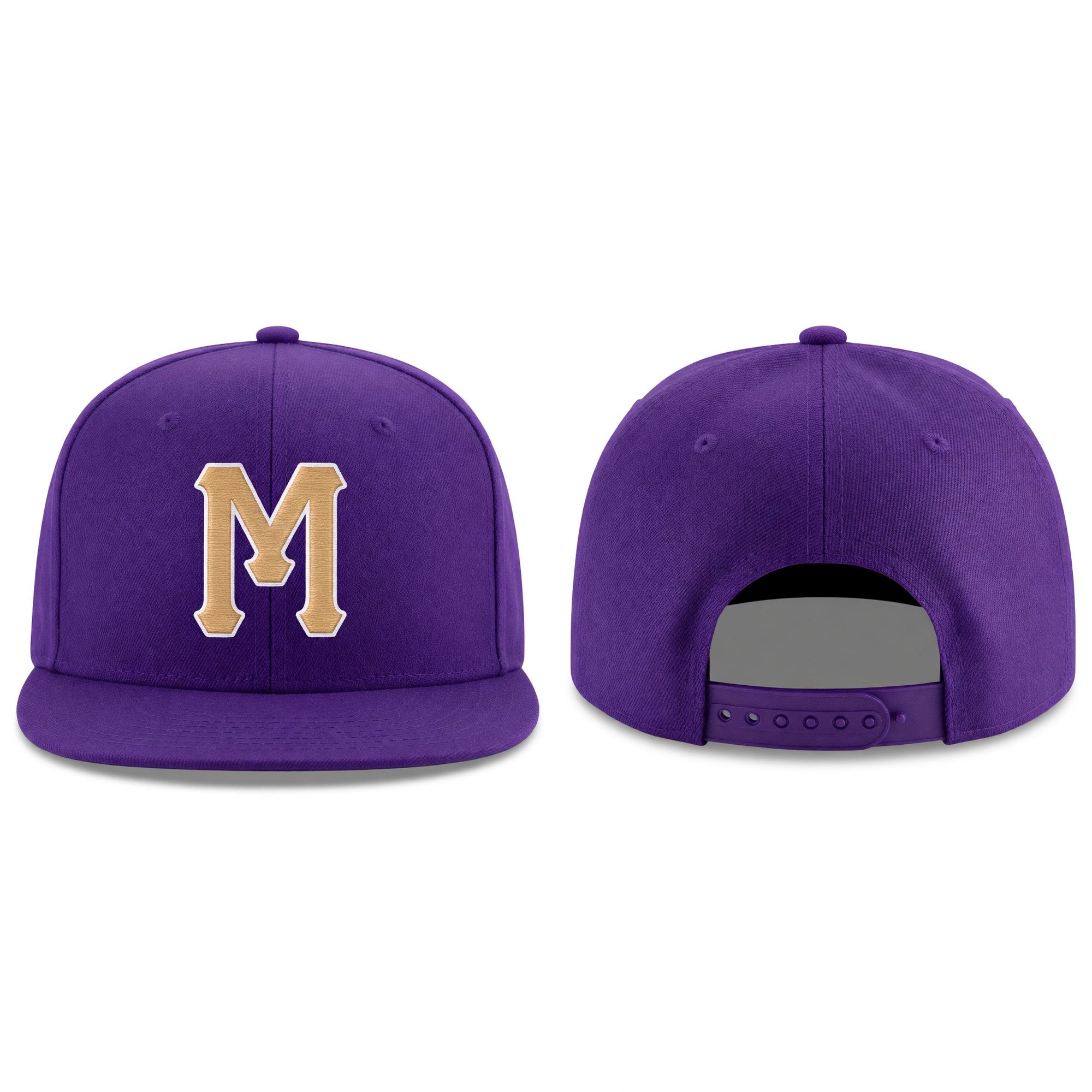 Custom Purple Old Gold-White Stitched Adjustable Snapback Hat