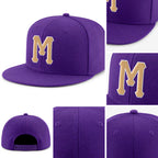 Custom Purple Old Gold-White Stitched Adjustable Snapback Hat detail