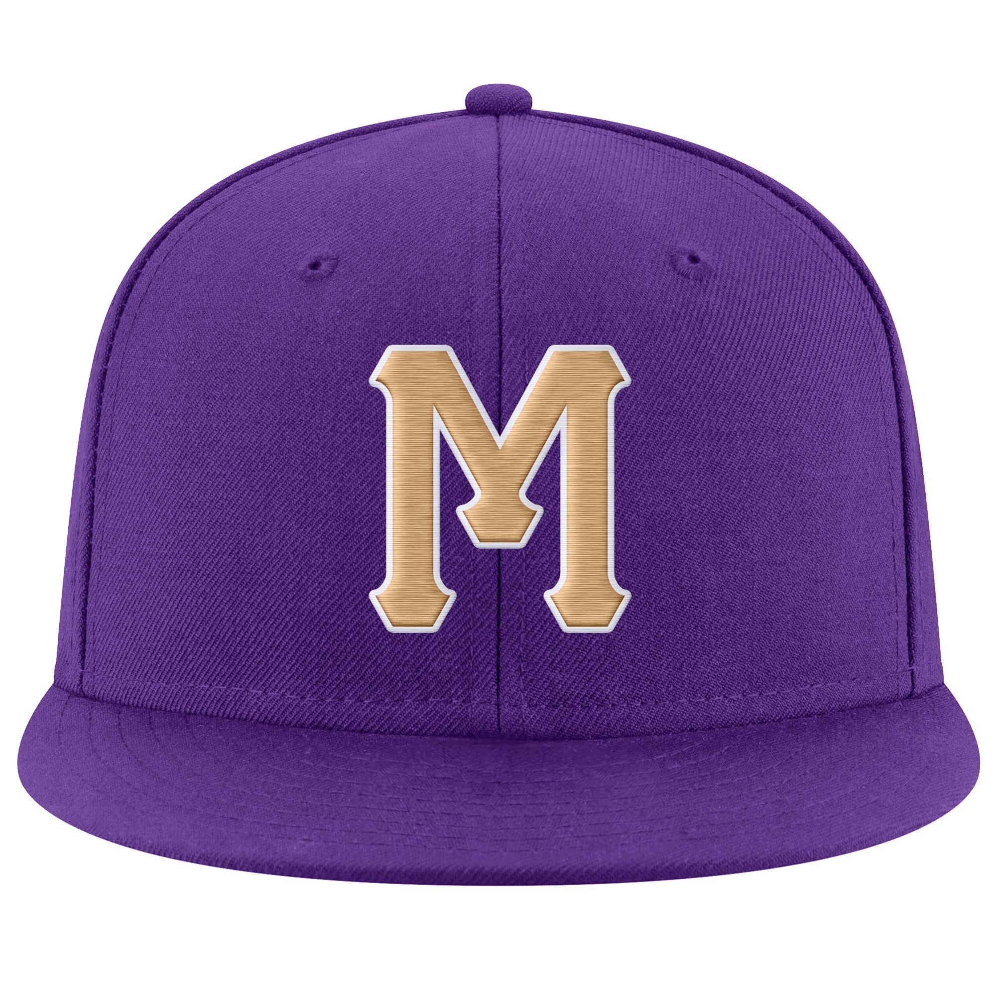 Custom Purple Old Gold-White Stitched Adjustable Snapback Hat photo 2