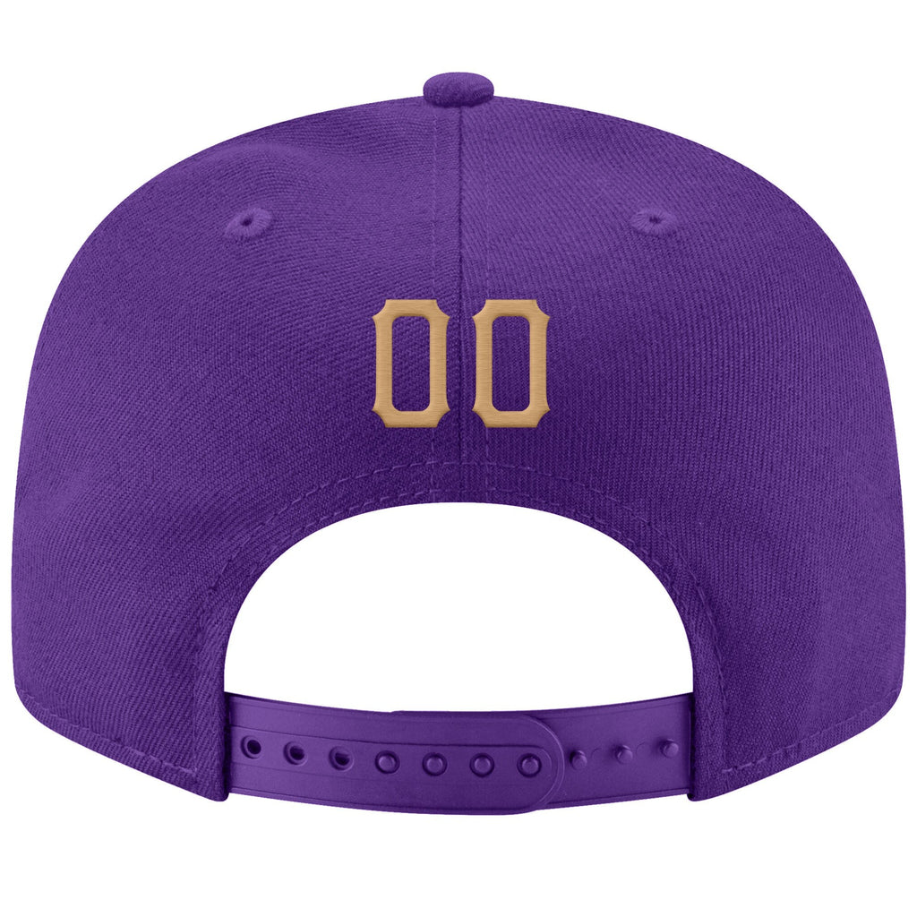 Custom Purple Old Gold-White Stitched Adjustable Snapback Hat photo 3