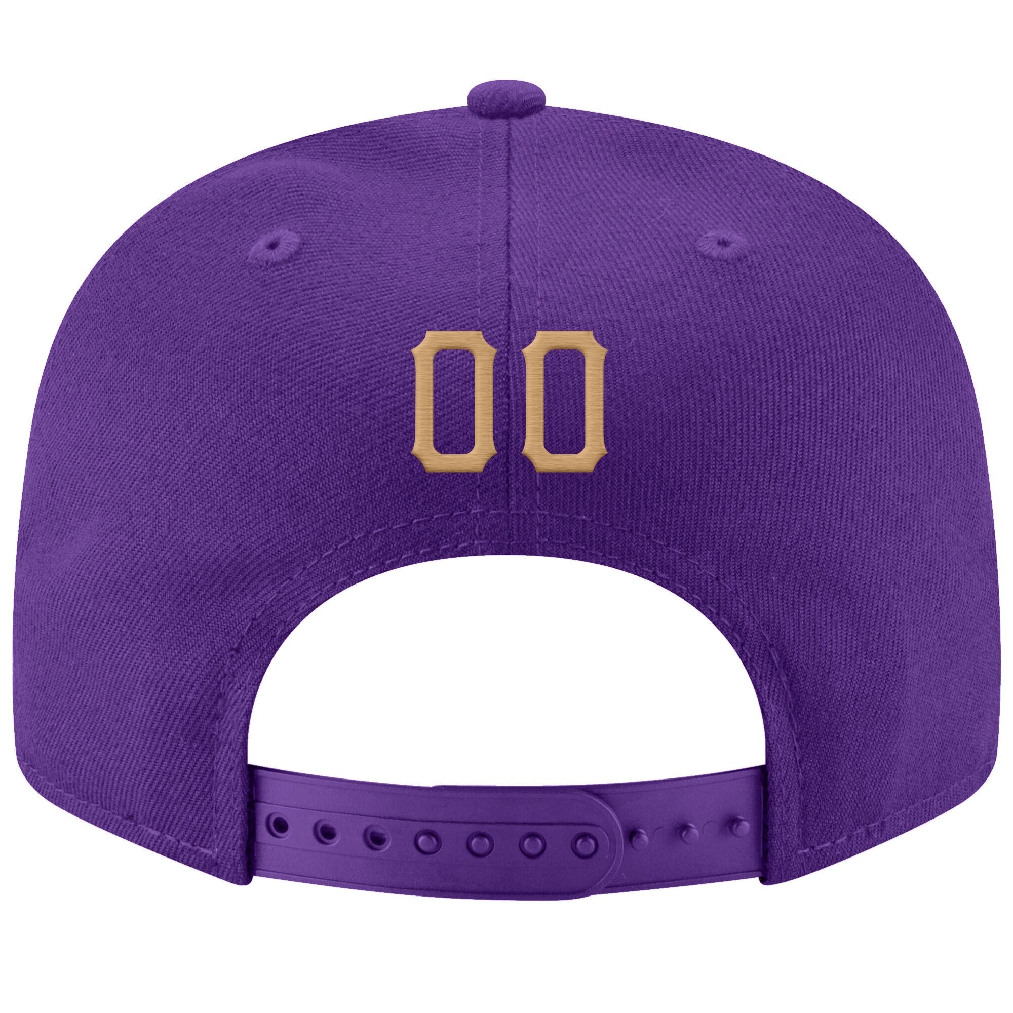 Custom Purple Old Gold-White Stitched Adjustable Snapback Hat photo 3