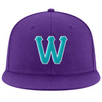 Custom Purple Aqua-White Stitched Adjustable Snapback Hat photo 2