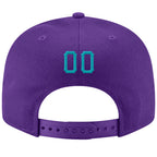 Custom Purple Aqua-White Stitched Adjustable Snapback Hat photo 3