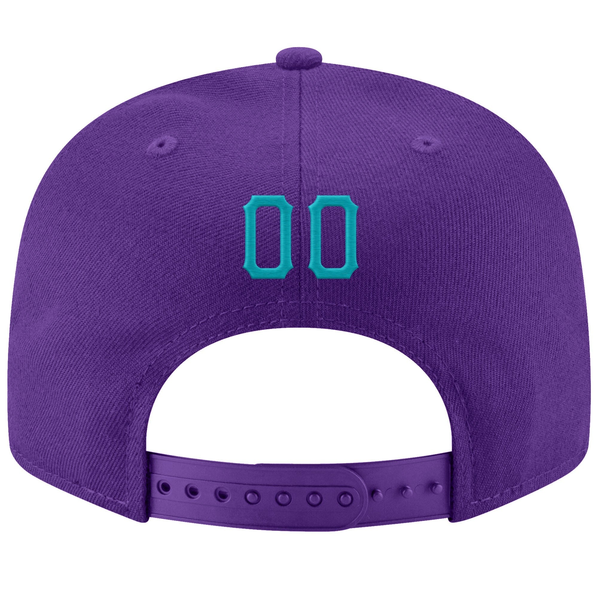 Custom Purple Aqua-White Stitched Adjustable Snapback Hat photo 3