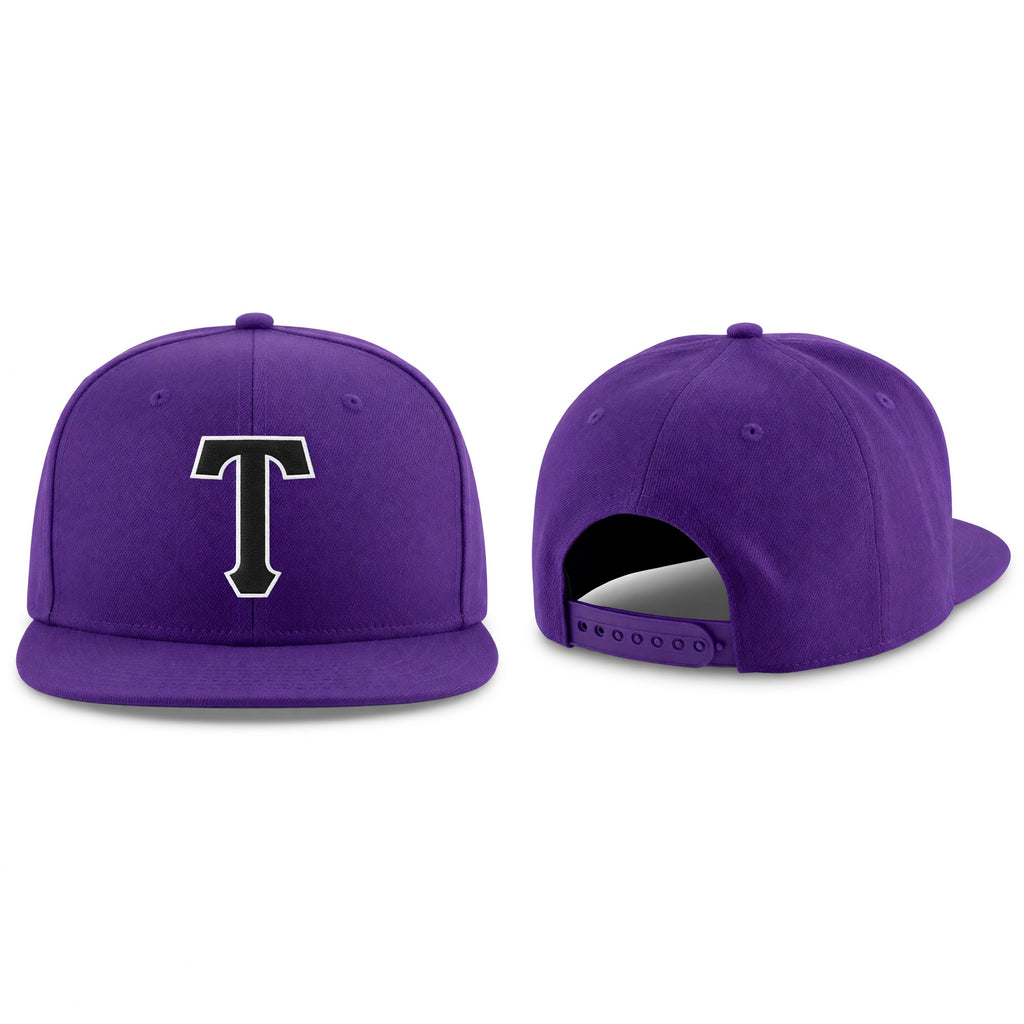 Custom Purple Black-White Stitched Adjustable Snapback Hat
