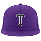 Custom Purple Black-White Stitched Adjustable Snapback Hat photo 2