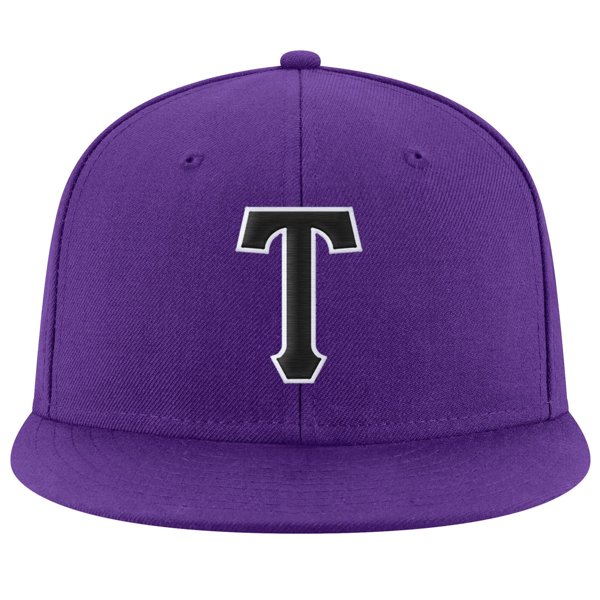 Custom Purple Black-White Stitched Adjustable Snapback Hat photo 2