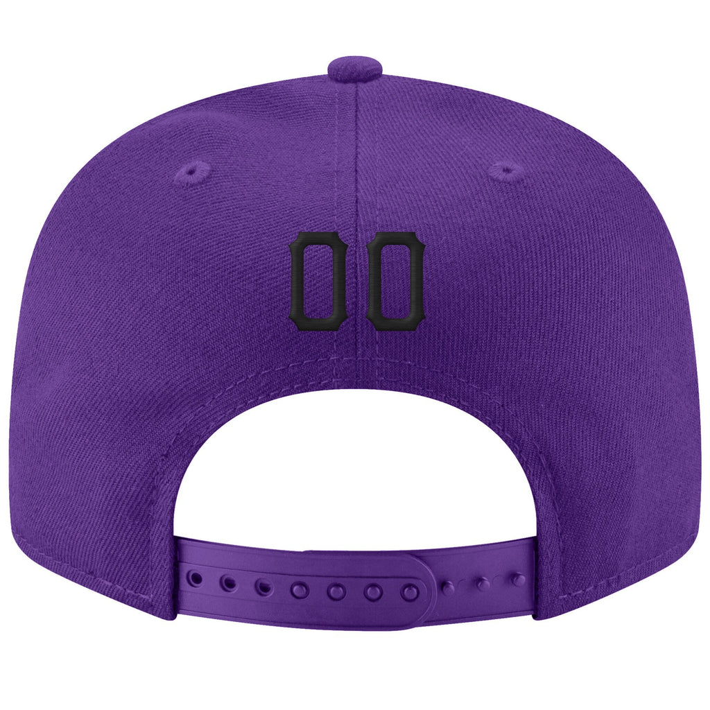 Custom Purple Black-White Stitched Adjustable Snapback Hat photo 3
