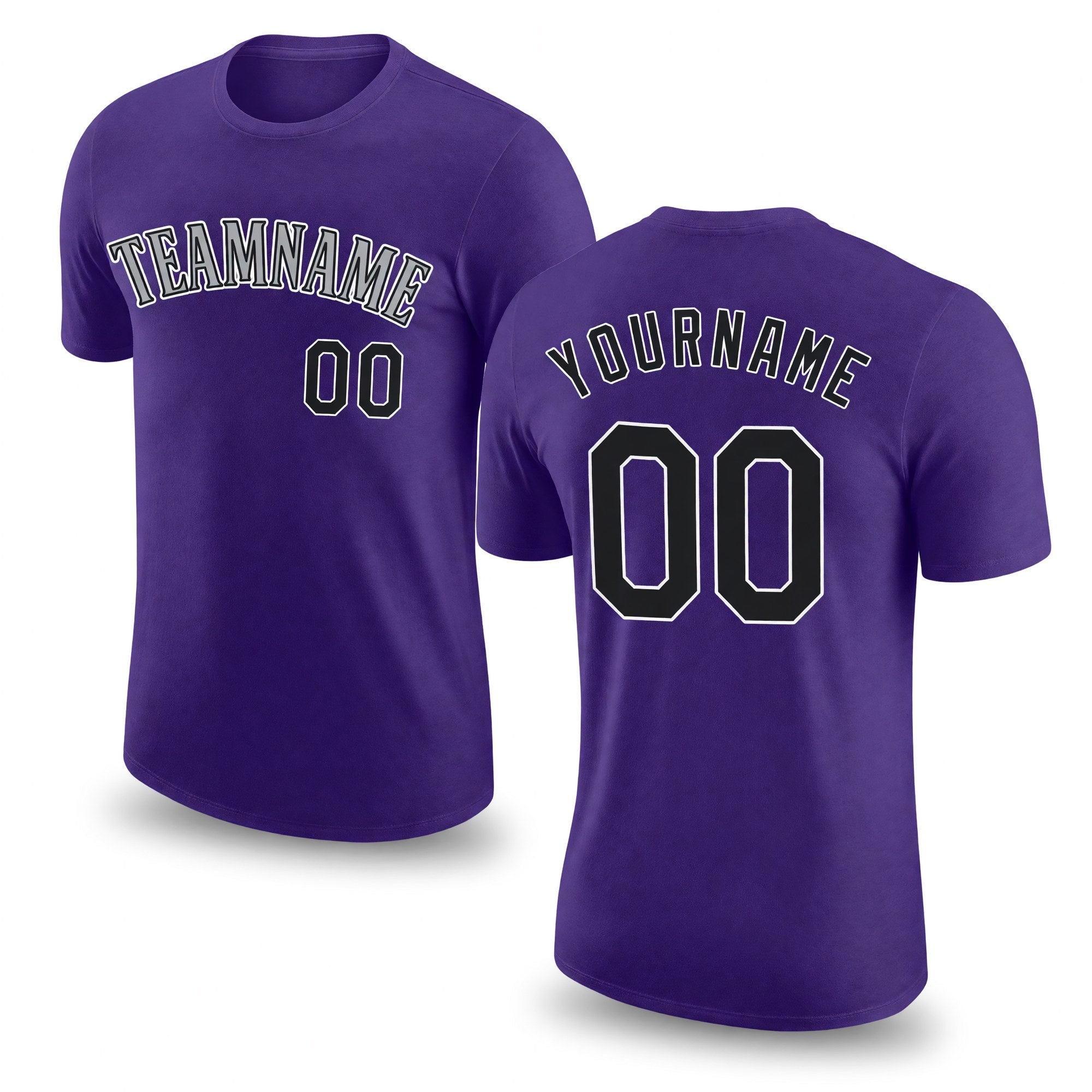 Custom Purple Black-Gray Performance T-Shirt