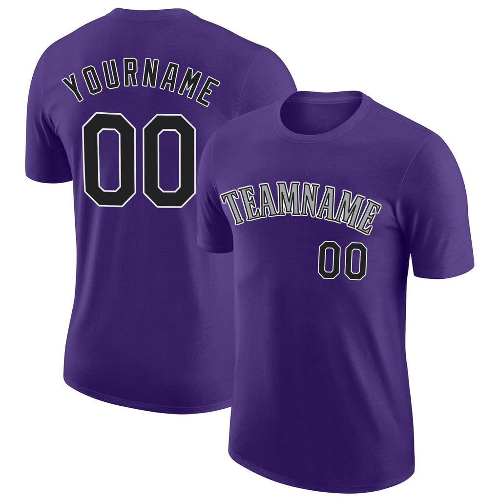 Custom Purple Black-Gray Performance T-Shirt photo 1