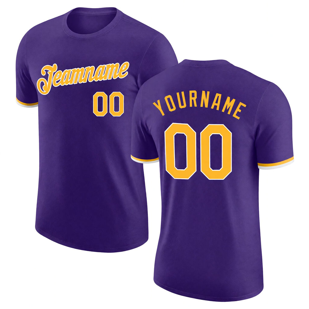 Custom Purple Gold-White Performance T-Shirt