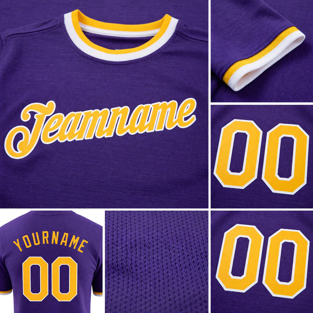 Custom Purple Gold-White Performance T-Shirt detail