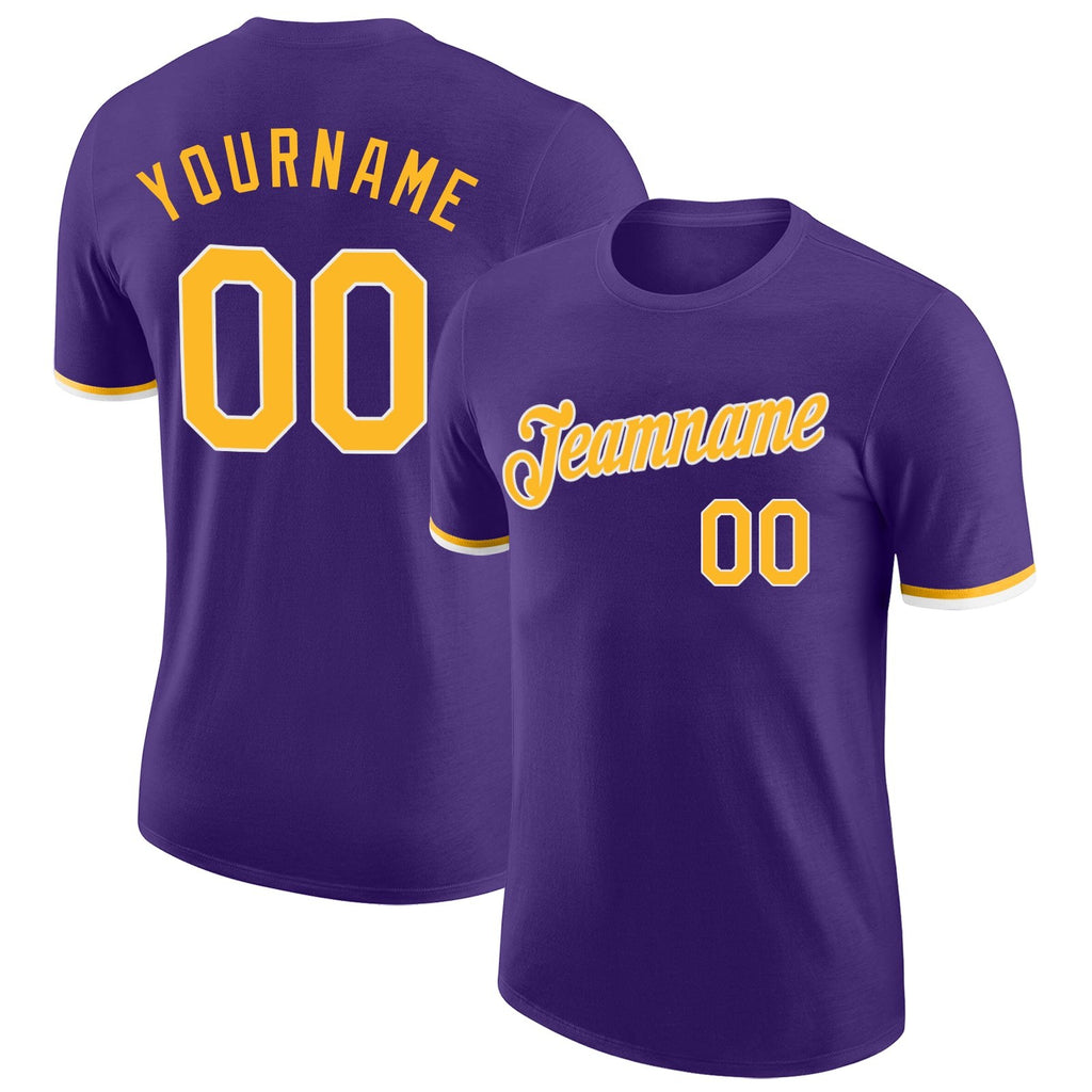 Custom Purple Gold-White Performance T-Shirt photo 1