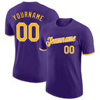 Custom Purple Gold-White Performance T-Shirt photo 1