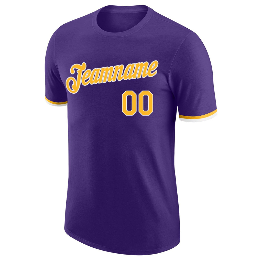 Custom Purple Gold-White Performance T-Shirt photo 4