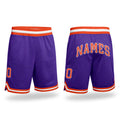 Custom Purple Orange-Gray Authentic Throwback Basketball Shorts