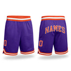 Custom Purple Orange-Gray Authentic Throwback Basketball Shorts