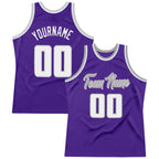 Custom Purple White-Gray Authentic Throwback Basketball Jersey photo 1