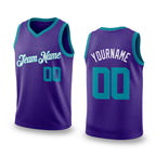 Custom Purple Teal-White Authentic Throwback Basketball Jersey