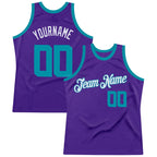 Custom Purple Teal-White Authentic Throwback Basketball Jersey photo 1