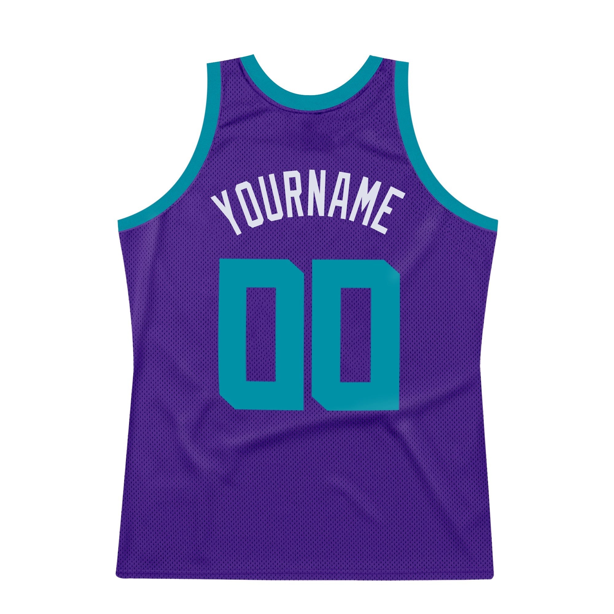 Custom Purple Teal-White Authentic Throwback Basketball Jersey photo 5
