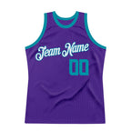 Custom Purple Teal-White Authentic Throwback Basketball Jersey photo 6