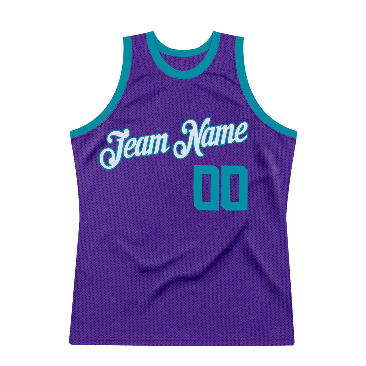 Custom Purple Teal-White Authentic Throwback Basketball Jersey photo 6