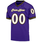 Custom Purple White-Old Gold Mesh Authentic Throwback Football Jersey photo 2